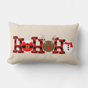 Buffalo Plaid Ho Ho Ho Christmas Throw Pillow
