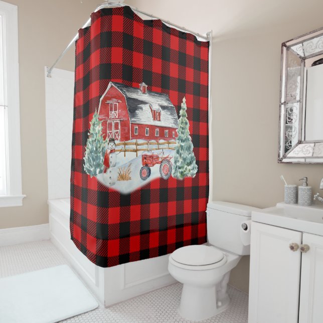 Buffalo Plaid Holiday Christmas Barn Vintage (In Situ)