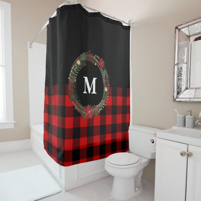 Buffalo Plaid Holiday Monogram Wreath (In Situ)