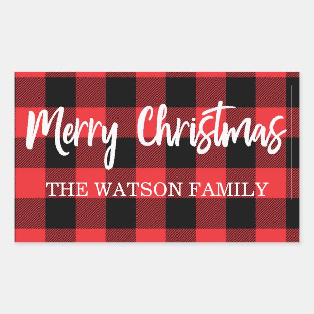 Buffalo Plaid Holiday Sticker (Front)