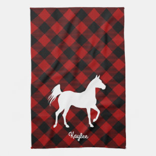 Buffalo Plaid Horse Lover Kitchen Towel