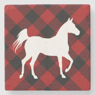 Buffalo Plaid Horse or Pony Lover Stone Coaster