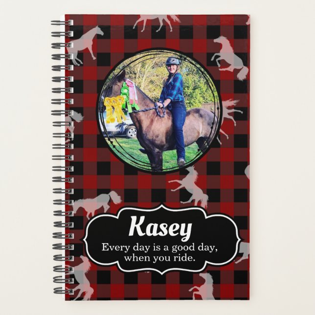 Buffalo Plaid Horse Pattern Photo Planner (Front)
