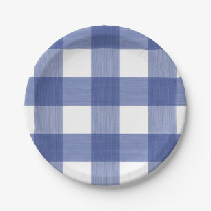 Buffalo Plaid in Blue Paper Plate