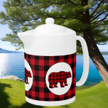 Buffalo plaid kitchen bear teapot<br><div class="desc">design by www.etsy.com/Shop/Milachi back by www.etsy.com/Shop/JLaurieStudio</div>