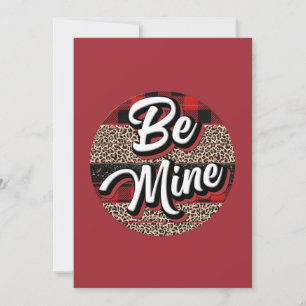 Buffalo Plaid Leopard Print Be Mine Valetine's Day Holiday Card