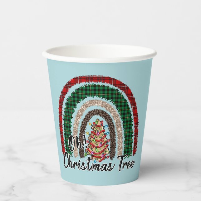Buffalo Plaid & Leopard Print Rainbow (2) Paper Cups (Front)