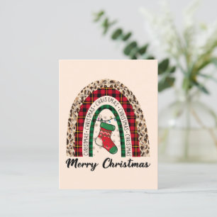 Buffalo Plaid & Leopard Print Rainbow Postcard