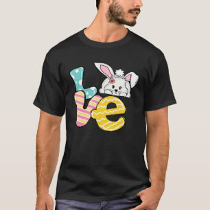 Buffalo Plaid Love Bunny Retro Groovy Easter Day T-Shirt