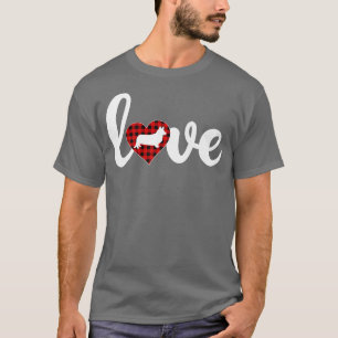 Buffalo Plaid Love Cardigan Welsh Corgi Dog Valent T-Shirt