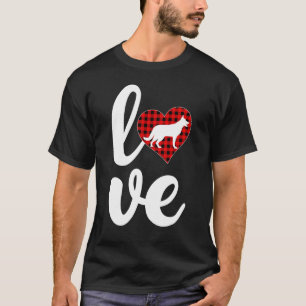 Buffalo Plaid Love Funny German Shepherd Dog Valen T-Shirt