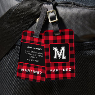 Buffalo Plaid Luggage Tag with Monogram
