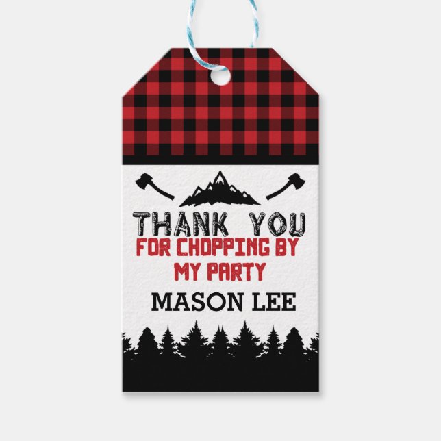 Buffalo Plaid Lumberjack Thank You Favour Tag (Front)