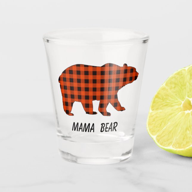 Buffalo Plaid Mama Bear Shot Glass (Front)
