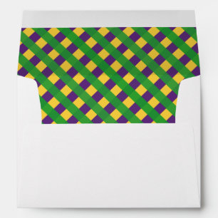 Buffalo Plaid Mardi Gras Style White Envelope