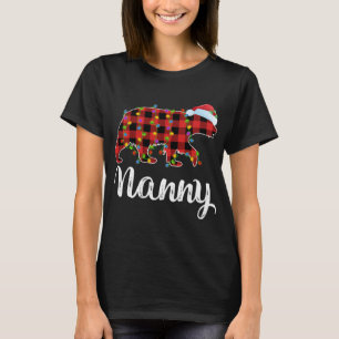 Buffalo Plaid Matching Family Christmas Nanny Bear T-Shirt