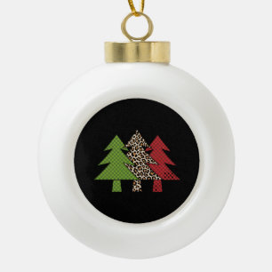 Buffalo Plaid Merry Christmas Tree Family Matching Ceramic Ball Christmas Ornament