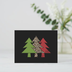 Buffalo Plaid Merry Christmas Tree Family Matching Holiday Postcard