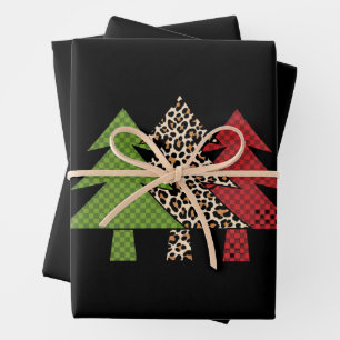 Buffalo Plaid Merry Christmas Tree Family Matching Wrapping Paper Sheet