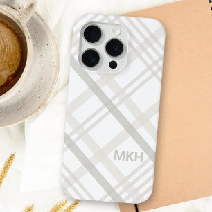 Buffalo Plaid Modern Minimalist Monogram Initial iPhone 15 Pro Case