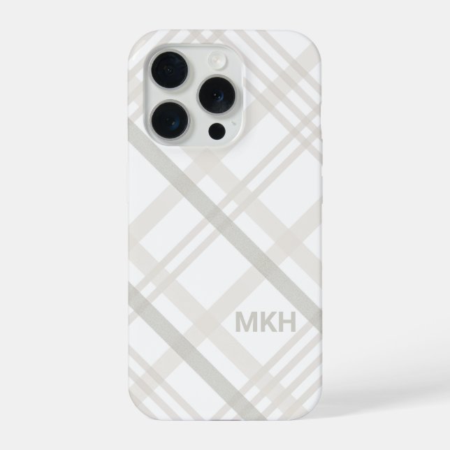 Buffalo Plaid Modern Minimalist Monogram Initial iPhone Case (Back)