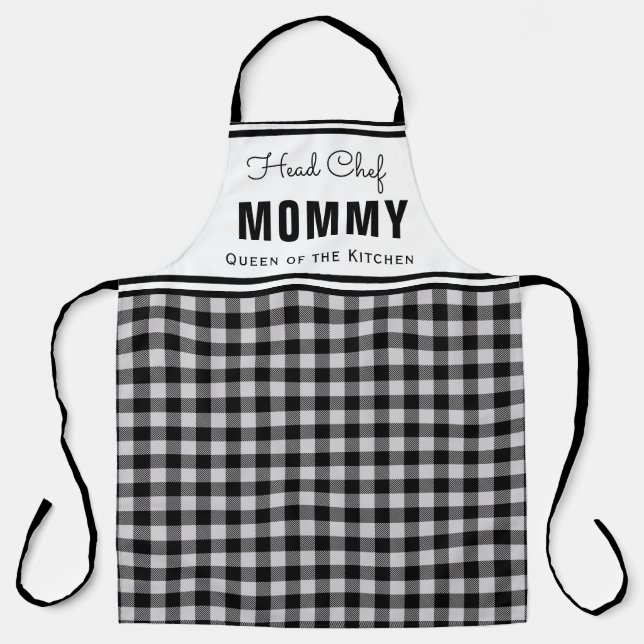 Buffalo Plaid Modern Mommy Chef Personalized Apron (Front)