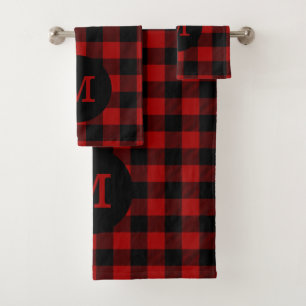 Buffalo Plaid Monogram Bath Towel Set