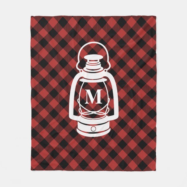Buffalo Plaid Monogram Lantern Blanket (Front)