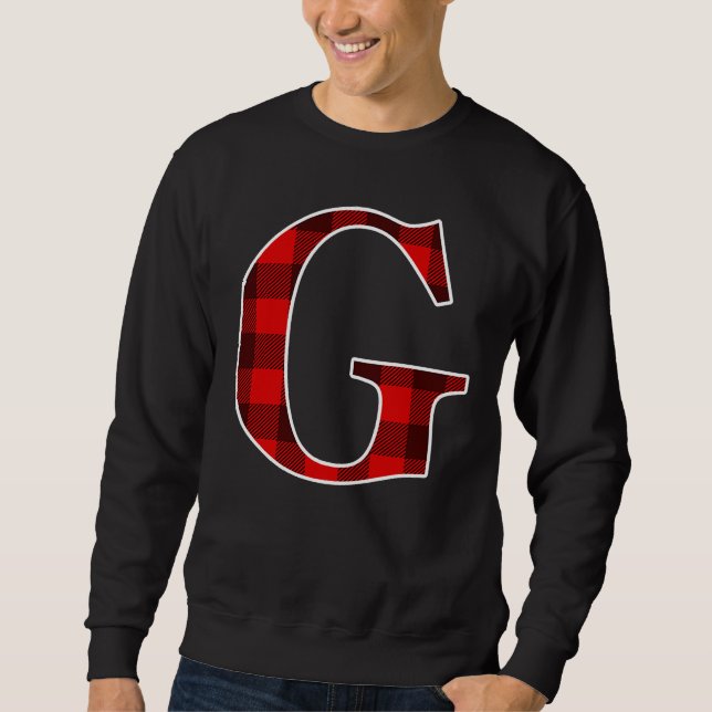 Buffalo Plaid Monogram Letter G Matching Holiday Sweatshirt (Front)