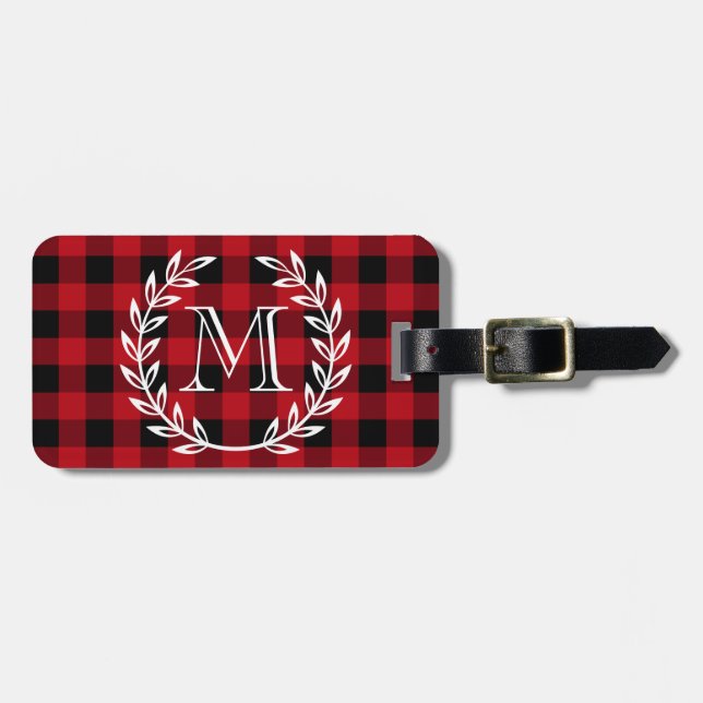 Buffalo Plaid Monogram Luggage Tag (Front Horizontal)