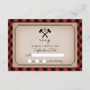 Buffalo Plaid Monogrammed Axe RSVP Card
