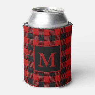 Buffalo Plaid Monogrammed Can Cooler