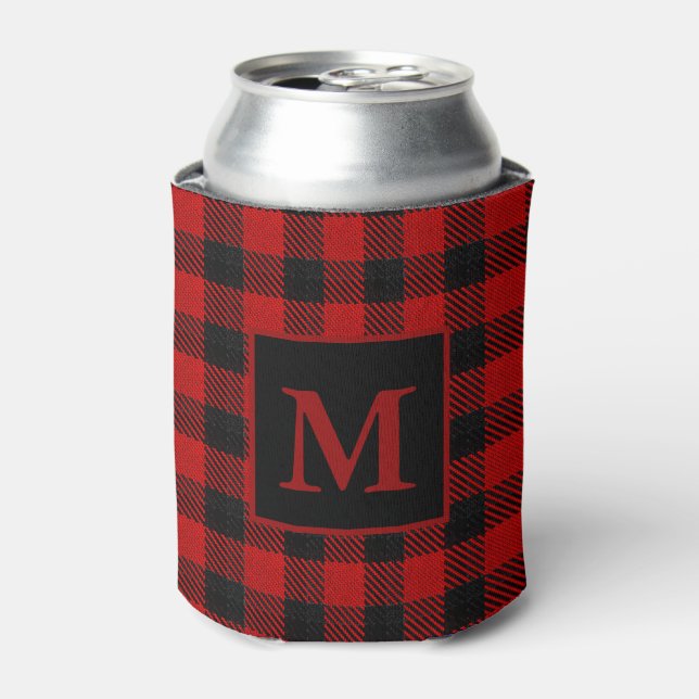 Buffalo Plaid Monogrammed Can Cooler (Can Front)