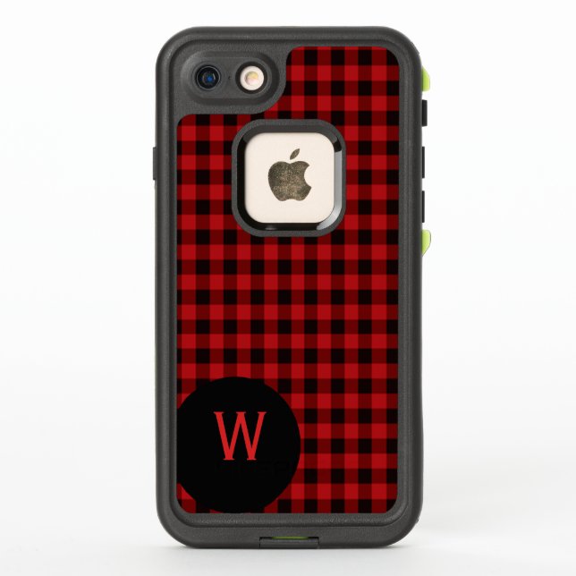 Buffalo Plaid Monogrammed LifeProof iPhone 7 Case (Back)