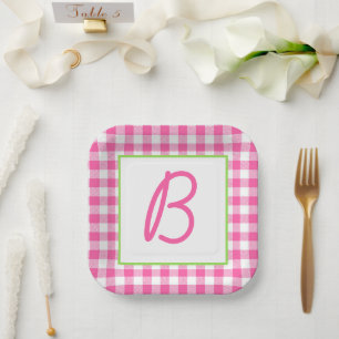Buffalo Plaid Monogrammed Paper Plate