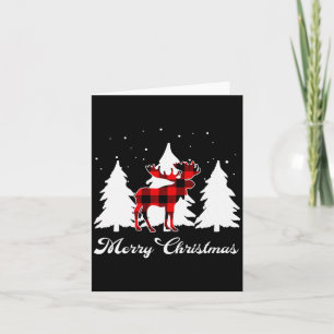 Buffalo Plaid Moose Family Christmas Pajama Outfit Card