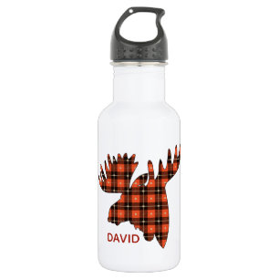 Buffalo Plaid Moose Head Silhouette 532 Ml Water Bottle