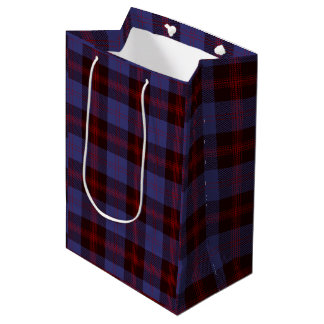 Buffalo plaid navy blue red medium gift bag
