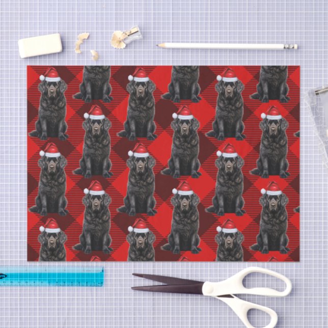 Buffalo Plaid Newfoundland Dog Christmas Holiday Tissue Paper (Craft)