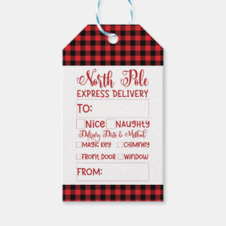 Buffalo Plaid North Pole Delivery Christmas Gift Tags