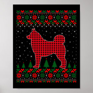 Buffalo Plaid Norwegian Elkhound Ugly Xmas Family  Poster