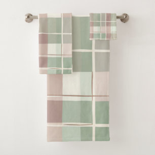 Buffalo Plaid Pastel Cozy Cottagecore Bathrooms Bath Towel Set