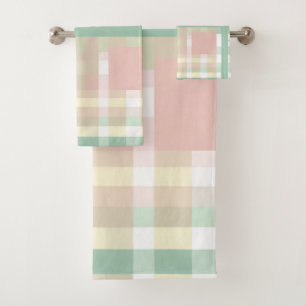 Buffalo Plaid Pastel Cozy Cottagecore Bathrooms Bath Towel Set