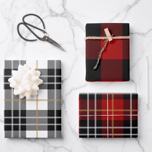 Buffalo Plaid Pattern Wrapping Paper Sheet (Front)