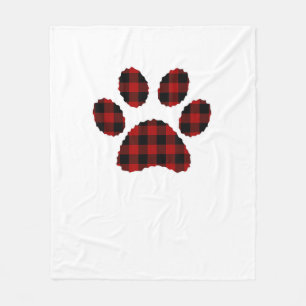Buffalo Plaid Paw print Dog or Cat Lovers Christma Fleece Blanket