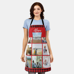 Buffalo Plaid Personalized Family Photo Collage Apron