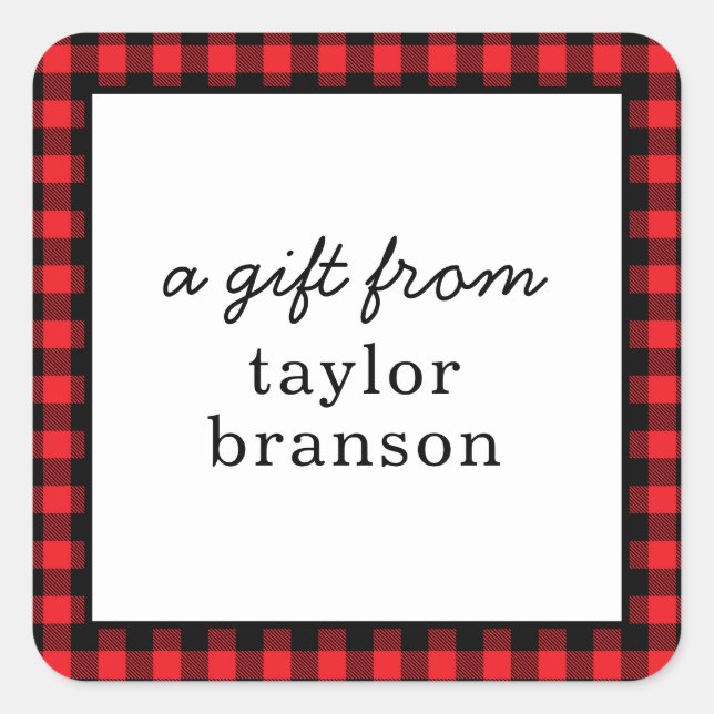 Buffalo Plaid Personalized Gift Stickers (Front)