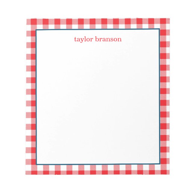 Buffalo Plaid Personalized Notepad (Front)