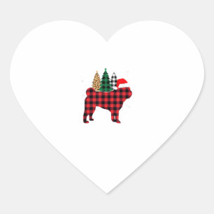 Buffalo Plaid Pug Dog Tree Leopard print Christmas Heart Sticker