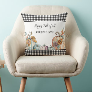 Buffalo Plaid Pumpkins Fall Throw Pillow